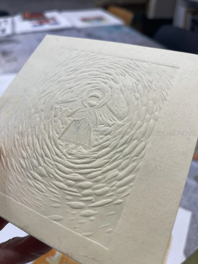 Workshop VYTVOŘENÍ NOVOROČNÍHO PF TECHNIKOU LINORYTU - PROBĚHLO