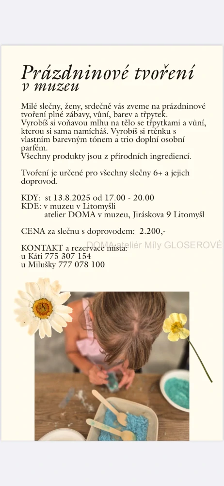 Workshop AROMA prázdninové tvoření - ZRUŠENO