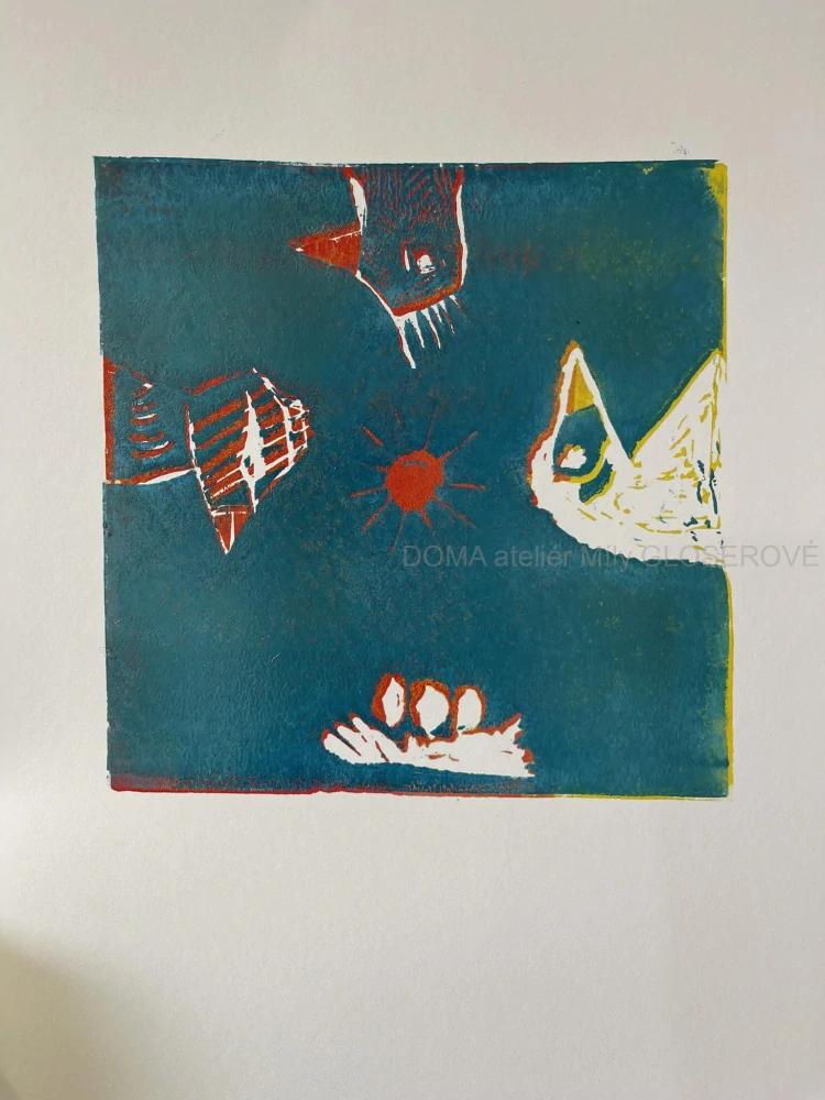 Workshop VYTVOŘENÍ NOVOROČNÍHO PF TECHNIKOU LINORYTU - PROBĚHLO